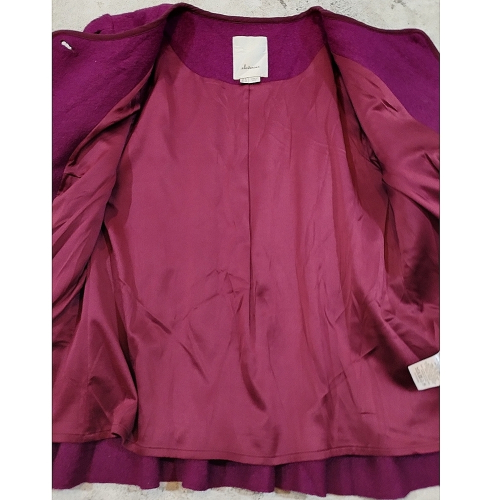 Elevenses for Anthropologie Burgundy Wool Blend Peplum Jacket | Size 8 - Picture 3 of 8